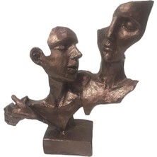 Şans Hediyelik Sevgili Biblo Mask Obje Dekoratif Heykel Antik Kızıl 23CMX23CM