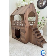 Feyza Design Large Wooden Cat House With Two Floors, 83X81X40 Cm, Stylish Design