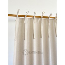 PAMUKIDEA Ip Bağcıklı - Bağlamalı Rustik Perde Natural Sade Düz %100 Pamuklu Buldan Keten (En x Boy) Tek Kanat