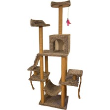 Feyza Design Lüks Hamaklı Yuvalı Kedi Tırmalama Evi ve Oyun Platformu