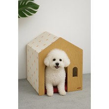 Feyza Design Turuncu Renkli Demonte Ahşap Hava Alan Kedi ve Köpek Evi