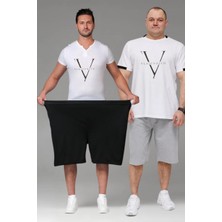 Vladivosto Ekstra Bol Kalıp Beli Lastikli Büyük Beden Baggy Oversize Dizüstü Bermuda Şort