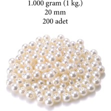 TrentCo 1.000 Gram (1 Kg.) 20MM Krem Renk Plastik Inci Boncuk Çanta ve Takı Yapım Boncuğu (~200 Adet)