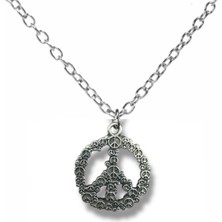 Peace Barış Sembolü Unisex Kolye – 60 cm Zincirli, Zamak Metal Anlamlı Simgeli Takı