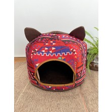 Feyza Design Renkli ve Şık Kilim Desenli Kumaş Kedi Evi 39X39X30CM