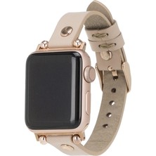 S'82 Apple Watch Uyumlu Deri Kordon 42-44-45MM Rt Erc3 Bej