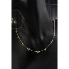 Aventurin Doğal Kırık Taş Yapıştırma Lak Kaplama Kolye