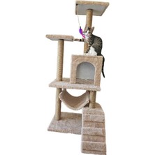 Feyza Design Lüks Kedi Hamaklı Yuvalı Tırmalama Evi ve Oyun Platformu