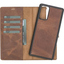 Sinerjim Samsung Galaxy Note 20 Uyumlu Deri Cüzdanlı Kılıf G2 Kahve