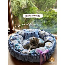 Feyza Design Isme Özel Yastıklı Peluş Yuvarlak Kedi Köpek Yatağı 70 cm