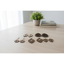 Lazer Kesim Ahşap 5 Li Küpe Seti – Set 1 -Ylndesign Wood&craft