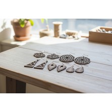 Lazer Kesim Ahşap 5 Li Küpe Seti – Set 2 -Ylndesign Wood&craft
