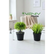 Veniv 2 Adet Dekoratif Canlı Görünümlü Yapay Çiçek- Saksı + Bitki
