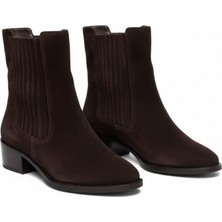 Ne&Ve Shoes Kahve Süet Iki Yandan Lastikli Kadın Chelsea Bot
