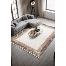 Cotto Home Valera CT003ABej Halı Kahverengi Kenar Çerçeveli Akrilik Tozuaz Modern Salon Halısı Yatak Odası
