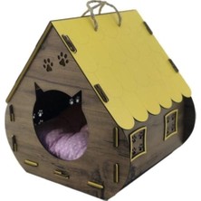 Feyza Design Şık Ahşap Kedi Evi ve Yatağı, Konforlu ve Dayanıklı Tasarım