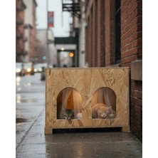 Feyza Design Ahşap Dış Mekan Kedi Evi, 61X41X36 Cm, Dayanıklı ve Şık Tasarım