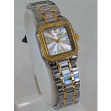 Tom Jones Çelik Kordonlu, Altın Sarılı, Kare Kasa, Su Geçirmez, 2 Yıl Garantili Kadın Kol Saati