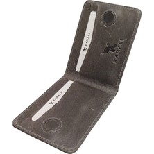 Karalı Deri Hakiki Deri Mıknatıs Kapaklı Erkek Cüzdan Kartlık