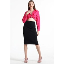 Kadın Siyah Kaşkorse Kalem Etek