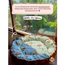 Feyza Design Yumuşak ve Konforlu Yuvarlak Kedi Köpek Yatağı, 55 Cm, Büzgüsüz