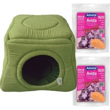 Feyza Design Fıstık Yeşili Çok Fonksiyonlu Kedi ve Köpek Yatağı, 2'li Kedi Ödül Maması