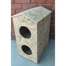 Feyza Design Yağmura ve Soğuğa Dayanıklı Çatılı Osb Kedi Evi, 63X30X40 cm