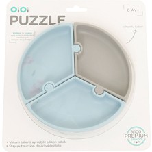 OiOi Puzzle Mama Tabağı Mineral Blue Powder Grey (2 Adet)
