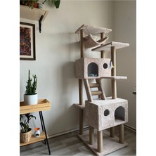 Feyza Design Lüks Kedi Hamaklı Yuvalı Tırmalama Evi ve Oyun Platformu