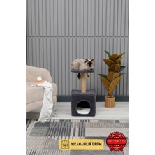Feyza Design Yıkanabilir Kedi Oyun ve Tırmalama Evi Antrasit