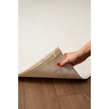 Cotto Home Arven CT020A Krem Beyaz Parlak Makinada Yıkanabilir Modern Salon Mutfak Koridor Halısı