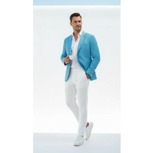 Plus Scorpion Erkek Slim Fit Blazer Ceket Tek Düğmeli Çift Yırtmaçlı Torba Cepli Yarım Astarlı