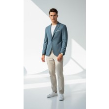 Plus Scorpion Erkek Slim Fit Blazer Ceket Tek Düğmeli Çift Yırtmaçlı Torba Cepli Yarım Astarlı