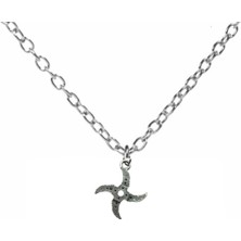 Ninja Yıldızı (Shuriken) Figürlü Unisex Kolye – 60 cm Metal Zincirli Takı