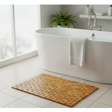 Mien Doğal Bambu Duş Matı – Kaymaz, Suya Dayanıklı Ahşap Banyo Paspası