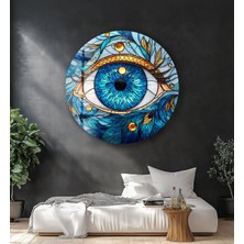 Myphotostation Mavi Göz Mozaik Yuvarlak Kırılmaz Temperli Cam Duvar Tablosu