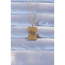 Tegan 316L Altın Renk Işlemeli Nazarlı Vintage Kolye TG27BKO9268