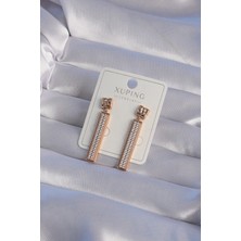 Tegan Xuping Rose Renk Zirkon Taşlı Su Yolu Küpe TG27BKP9430