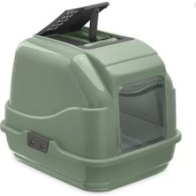 Feyza Design Yeşil Kapalı Kedi Tuvaleti, Filtreli, Güvenli ve Temiz Kullanım