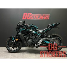 Motiker Yamaha MT25 Siyah Turkuaz Yıldırım Sticker Etiket Modeli
