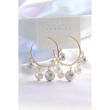 Tegan Pirinç Gümüş Renk Topçuk Model Gold Renk Halka Küpe TG27BKP8907
