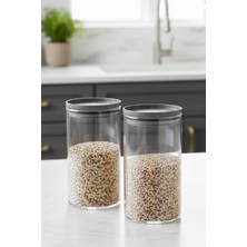 Paşabahçe 2 Li Breakfast Club Gri Kapaklı Kavanoz 795 cc 43736