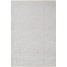 Cotto Home Clay CT004A  Beyaz Halı Modern Desenli Triko Akrilik Pamuk Tabanlı Kaymaz Salon Oturma Odası Halısı