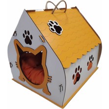 Feyza Design Renkli Ahşap Yetişkin Kedi Evi, Rahat ve Şık Tasarım