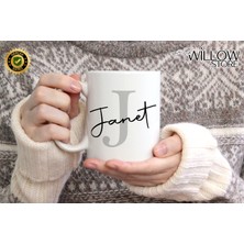 Willow Store Kişiye Özel Erkek Isimli J Harfi Porselen Kupa Bardak,modern,estetik,hediye,kaliteli