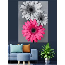 Karizma Tablo Pembe Papatya Çiçek Resmi Dekoratif Kanvas - Mdf Ahşap Tablo