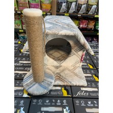 Feyza Design Peluş Kumaşlı Kedi Evi ve Tırmalama Seti, Sağlıklı ve Eğlenceli Oyun Alanı