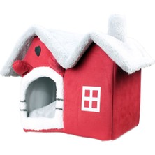 Feyza Design Yumuşak Kedi Evi, Derin Uyku ve Kış Duygusu Için Çıkarılabilir Minderli Villa