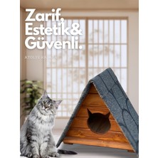 Feyza Design Doğal Ahşap Kedi Evi, Şık ve Rahat Yuva, Evcil Hayvanlar Için Tasarım