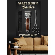 Tablomega Berber Malzemeleri Siyah Zemin Dekoratif Kanvas - Mdf Ahşap Tablo